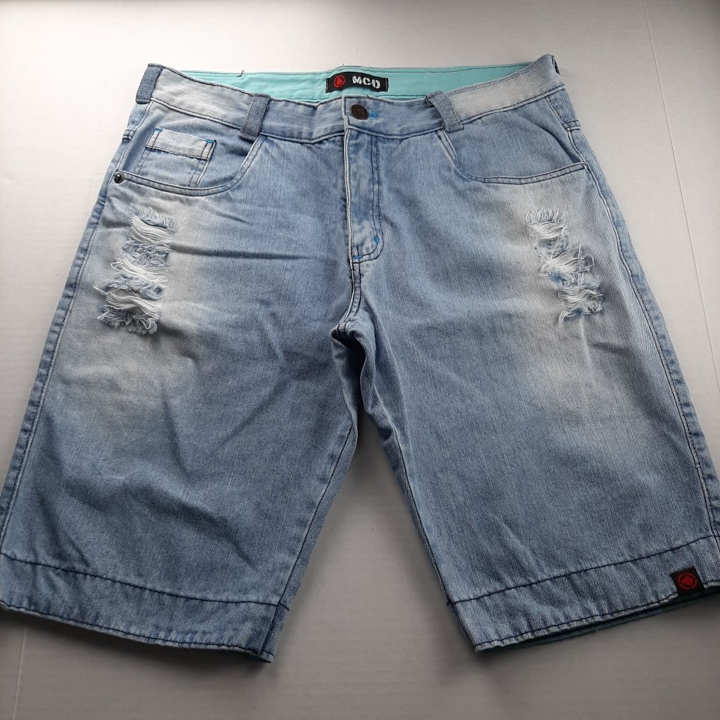 Mcd More Core Division Mens Denim Shorts Size 46 Light Wash Distressed Jeans